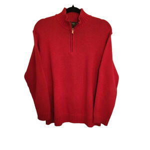 Lauren Ralph Lauren Womens Knit Sweater Small Red Quarter Zip Gold Zipper Accent